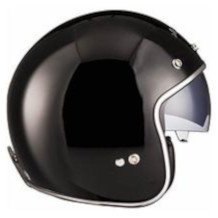 Black open face helmet