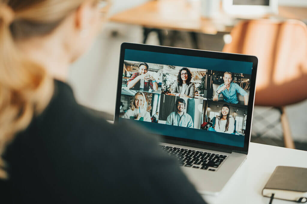 Woman takes video call