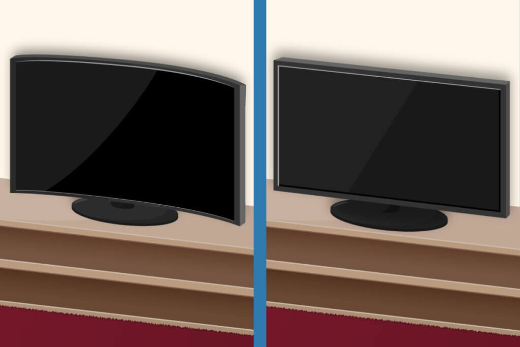 curved tv and flatscreen