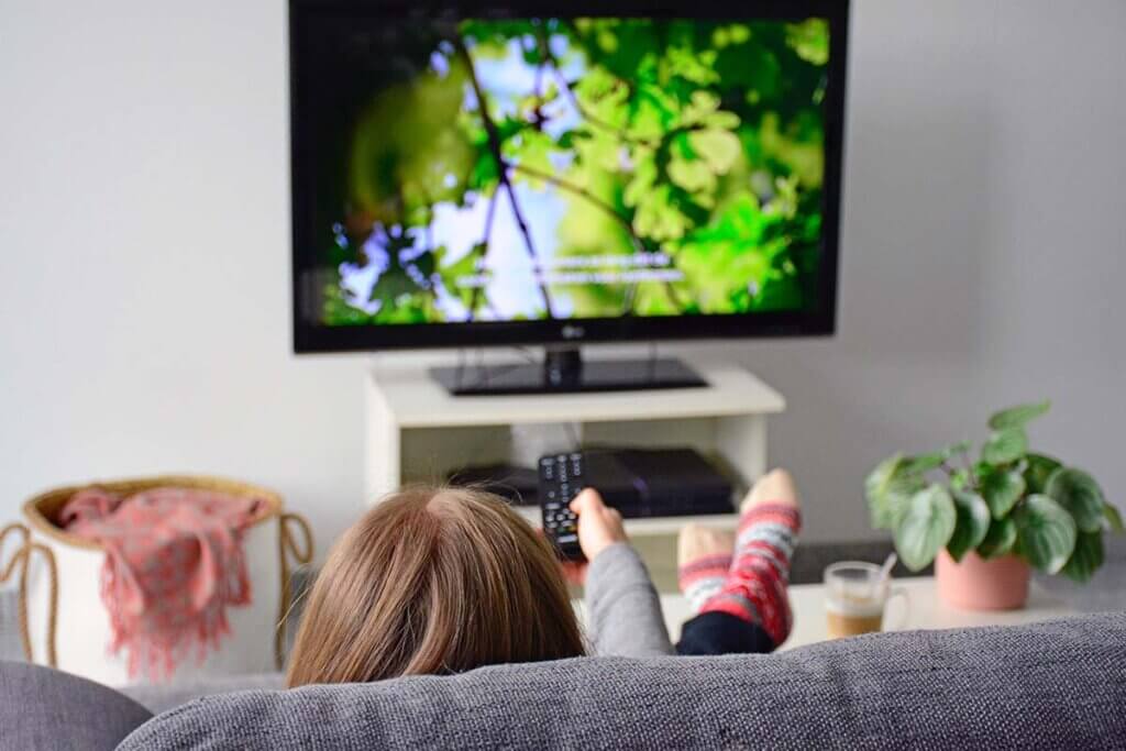 woman with remote control