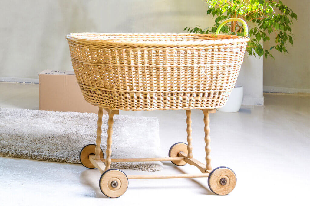 Bassinet in a bright room