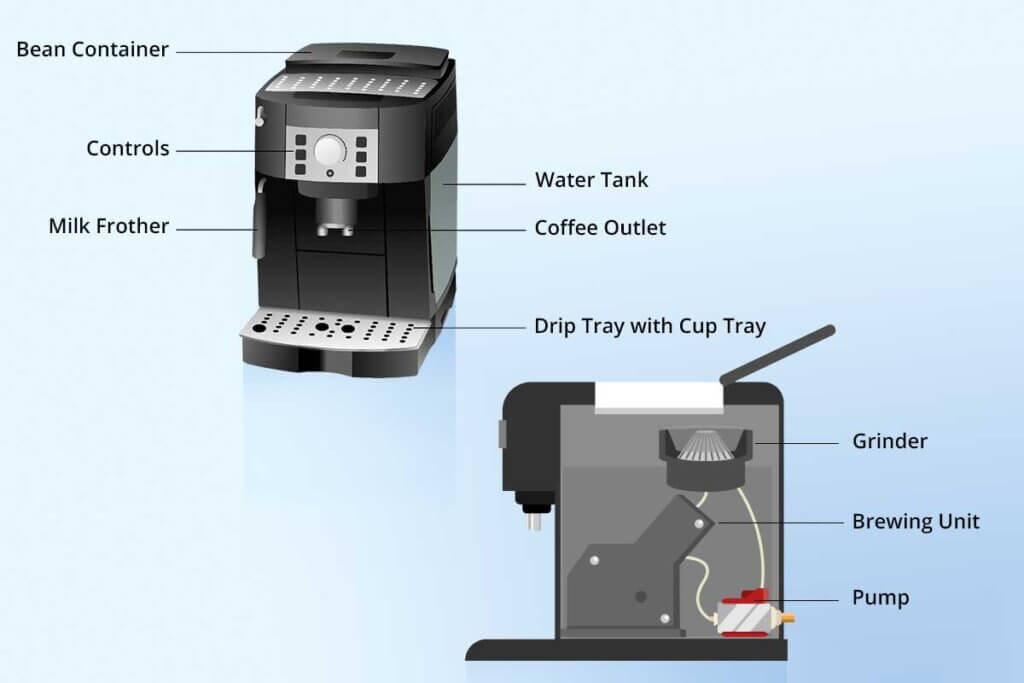 bean-to-cup coffee machine structure