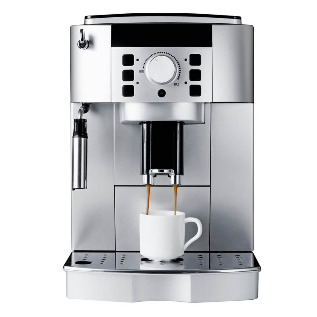 bean-to-cup coffee machine on white ground