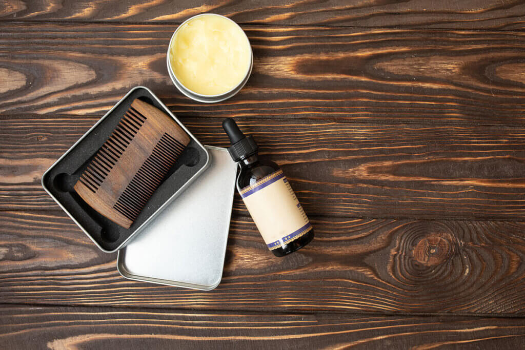 care_products on a wooden table