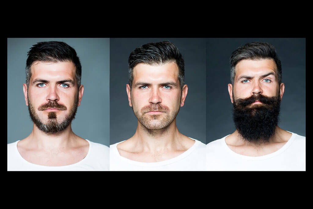 a man with three beard types