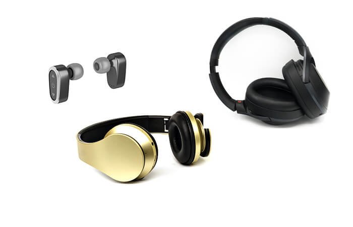 in-ear, on-ear and over-ear headphones