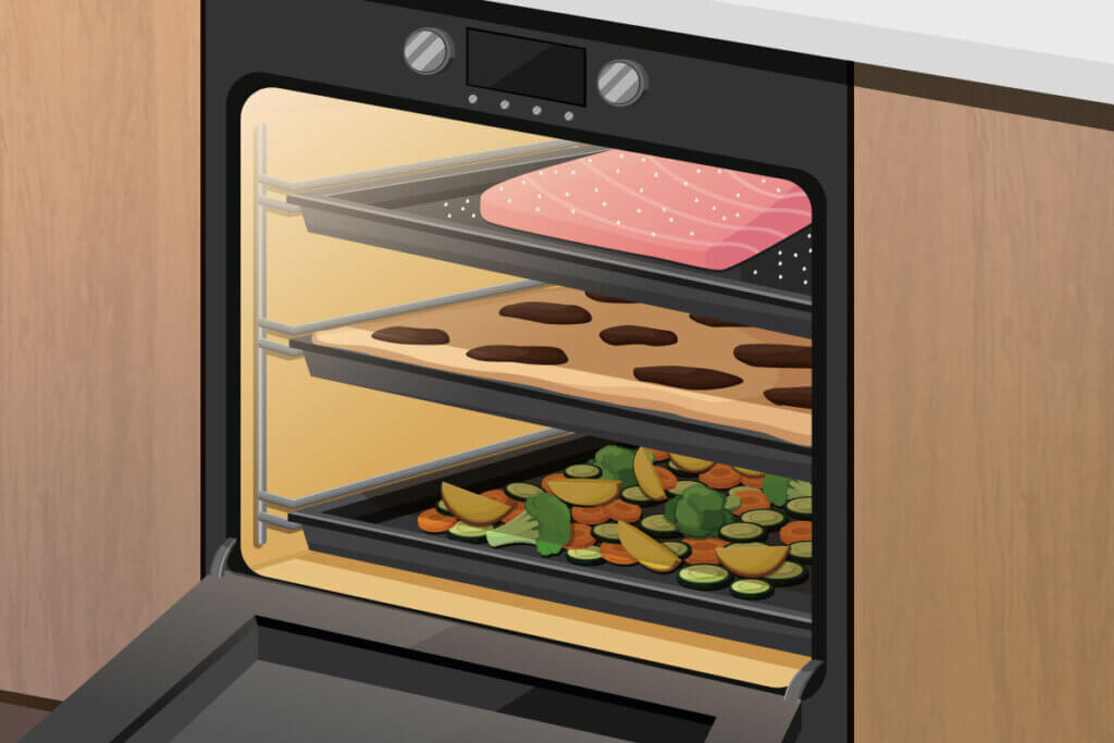 With an oven where each level can have a different heat input, sweet and savoury dishes can be prepared at the same time.