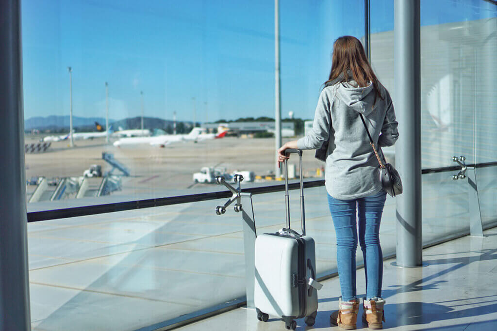 Woman waiting at the airport