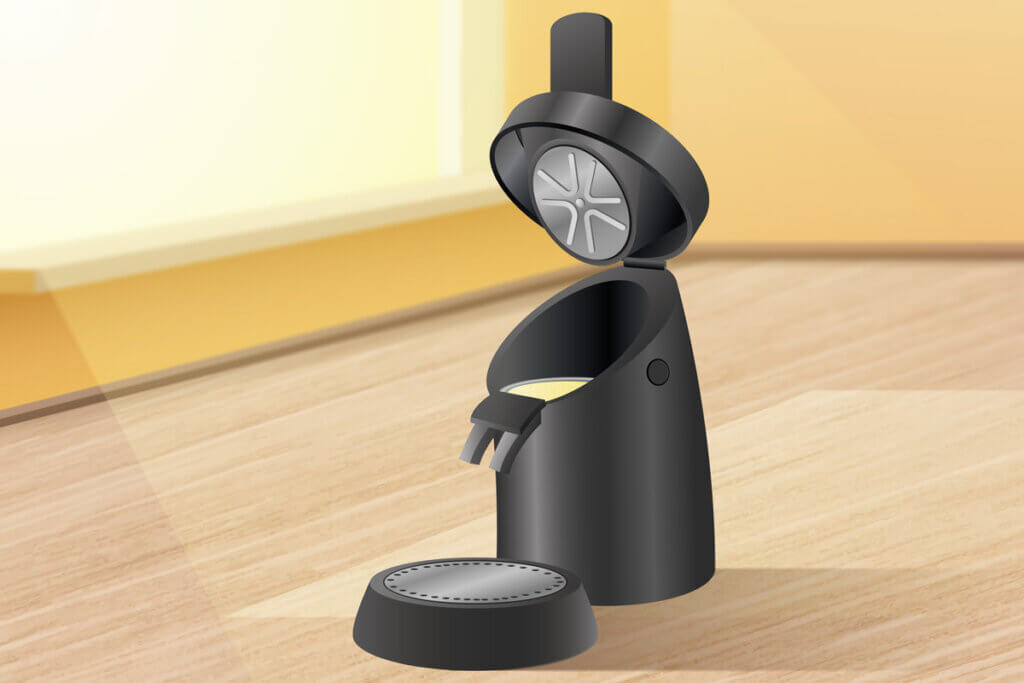 Insert the pad, press the start button and the coffee flows into the cup.
