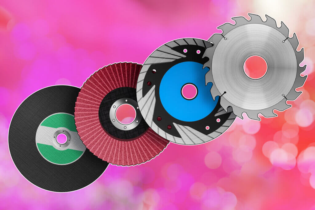 Diagram showing four types of grinding wheels