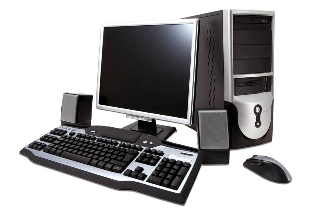 desktop computer with monitor, mouse and keyboard