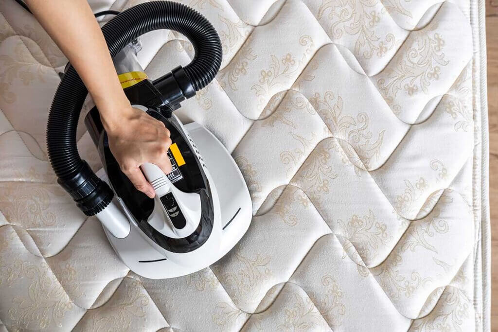 mattress is cleaned with dust mite vacuum cleaner