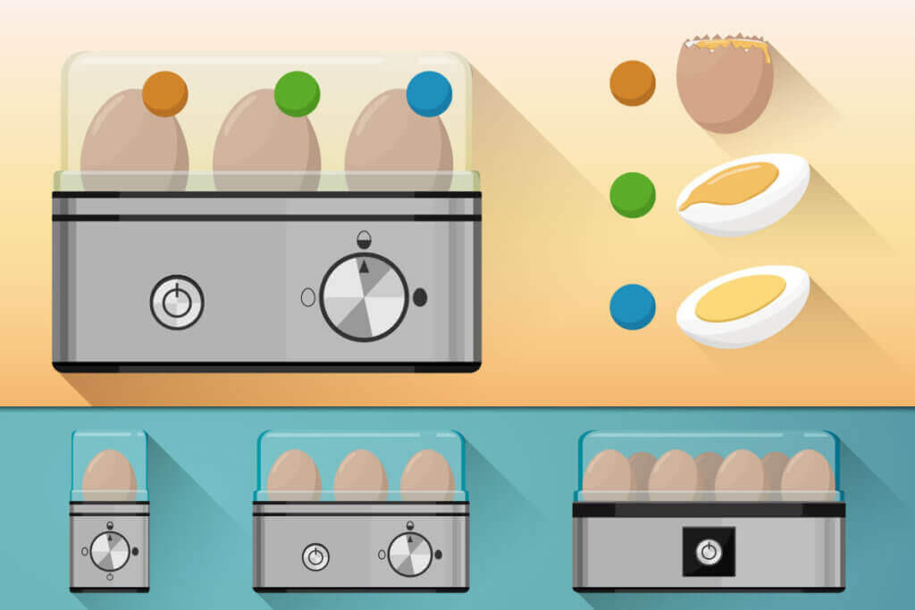 Thanks to the continuous cooking stage, you can cook eggs to different degrees of hardness in one cycle. The size of the appliance determines the number of eggs that can be cooked.
