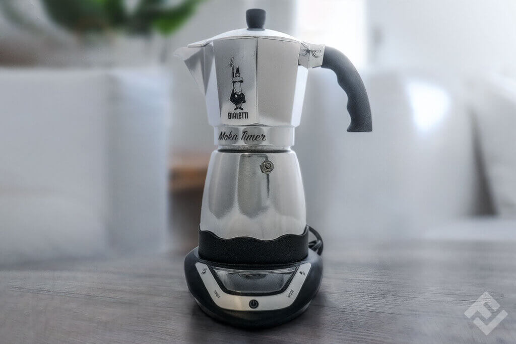 Bialetti moka timer on a wooden table