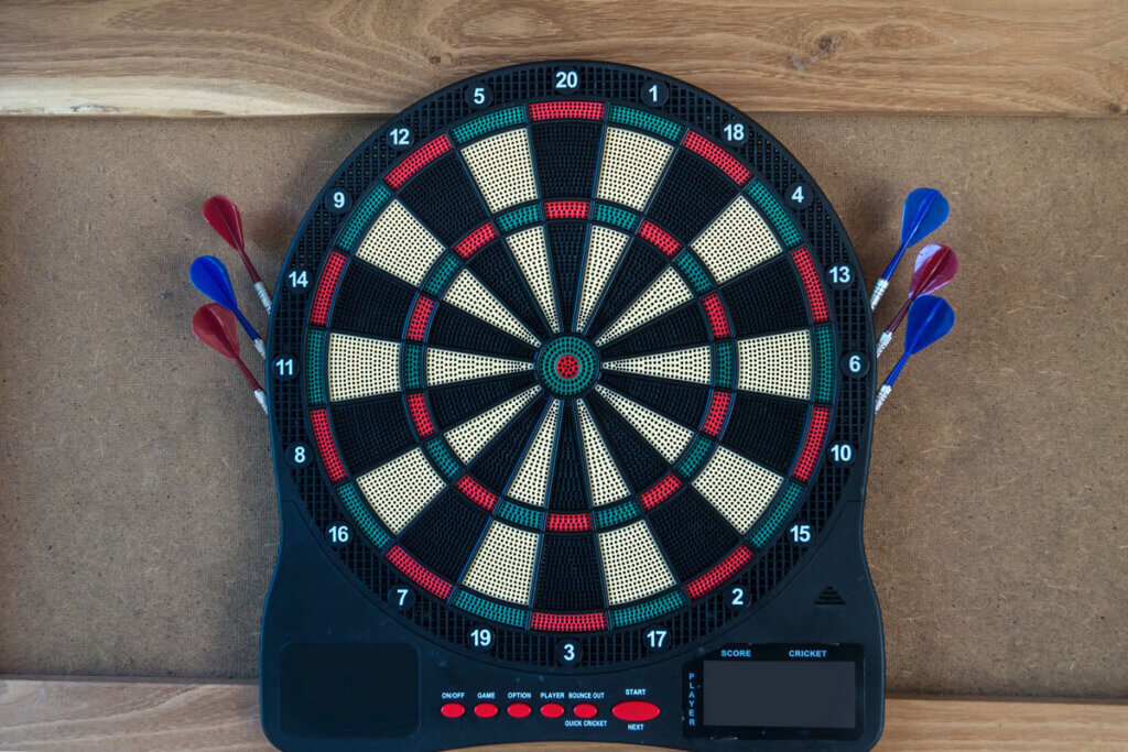 dartboard hanging on a wall