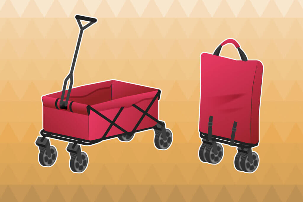 Folding wagons - folded and unfolded in comparison