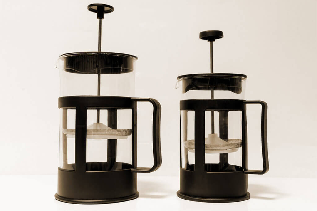 Two sizes of French presses