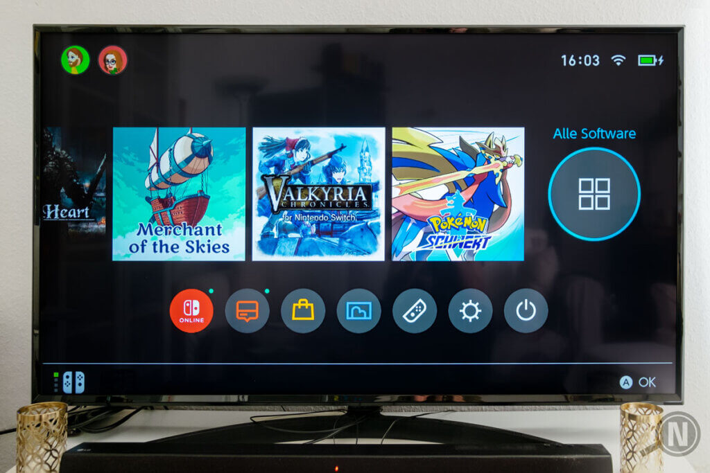  Home screen of the Switch on the TV