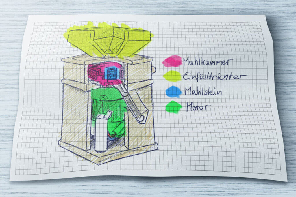 grain mill crack drawing