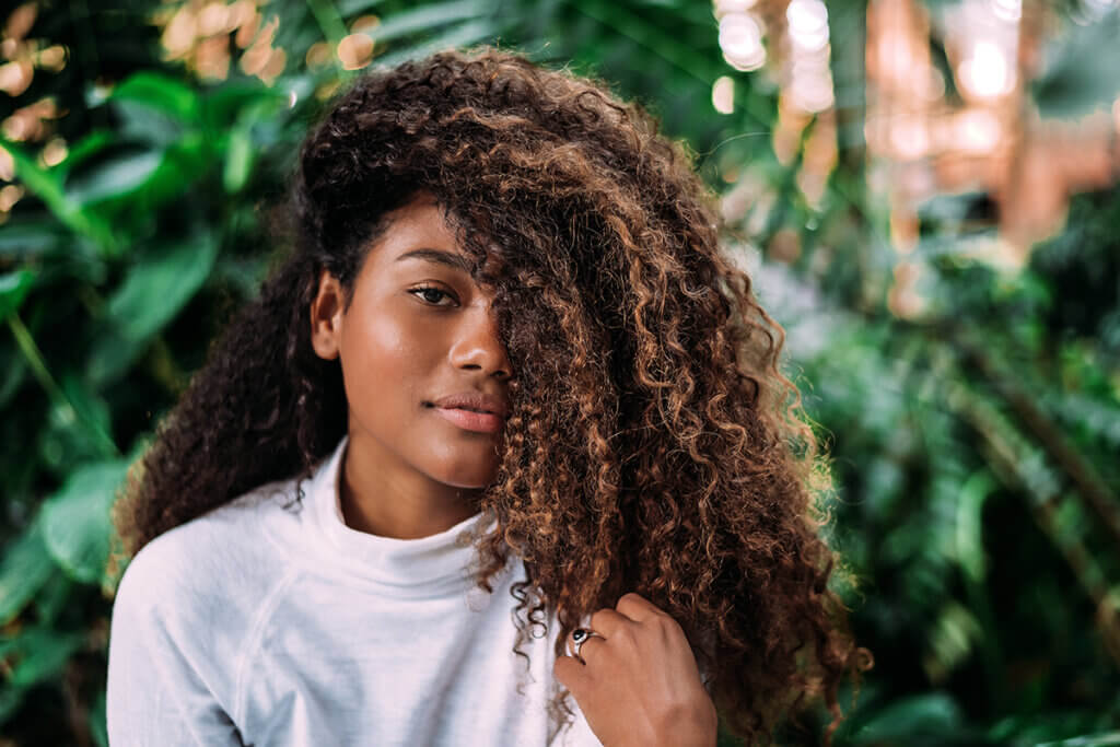 Woman with curly hair