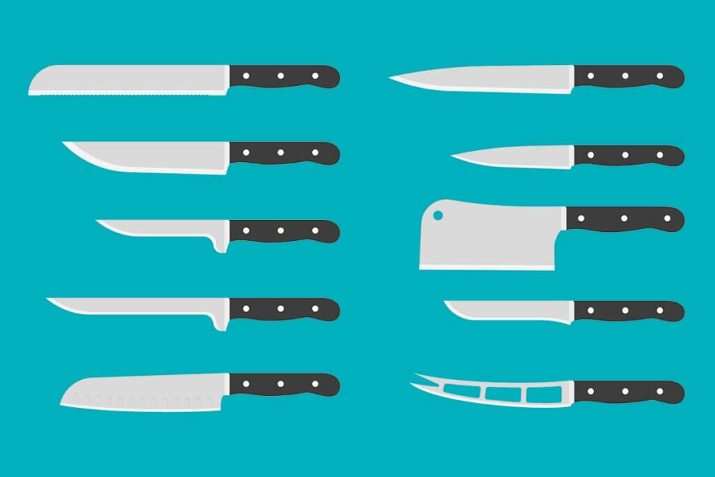 set of kitchen knives