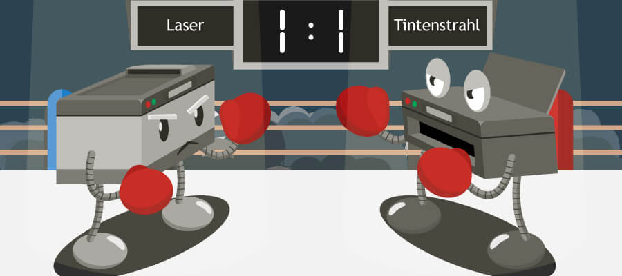 Laser printer versus inkjet printer 1:1