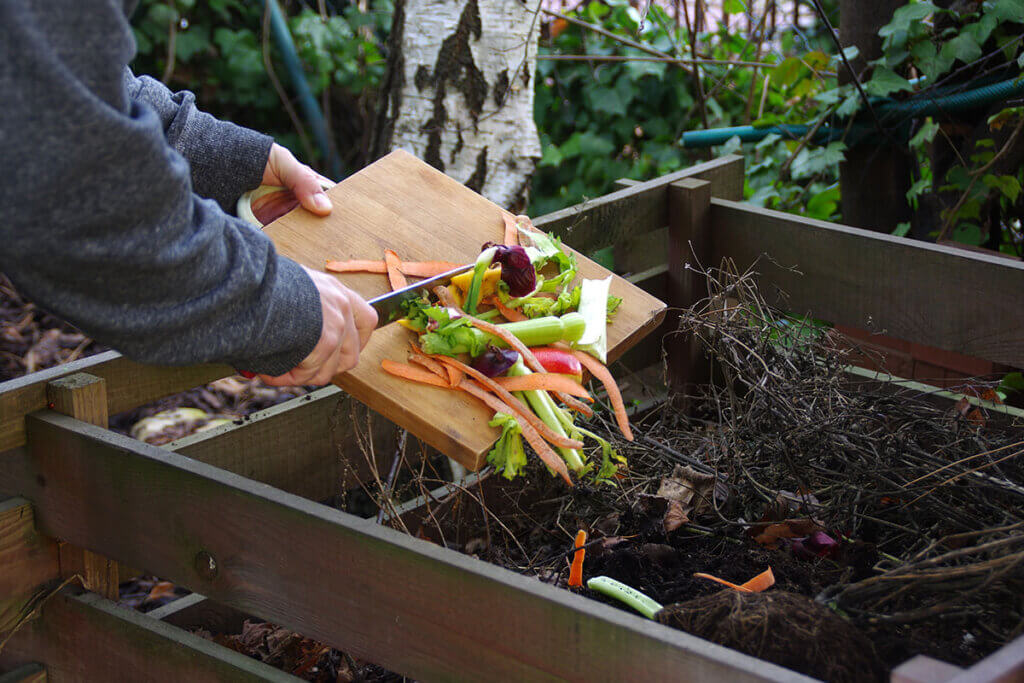 Waste goes into the composter