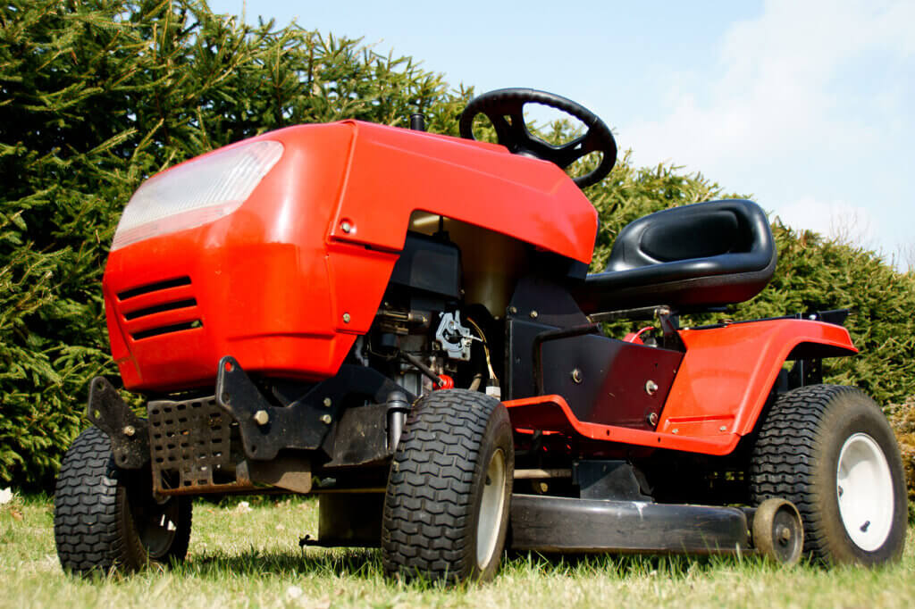 Lawn tractor in the garden