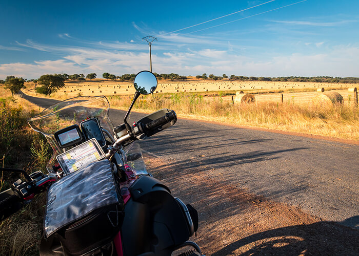 motorcycle gps on the road