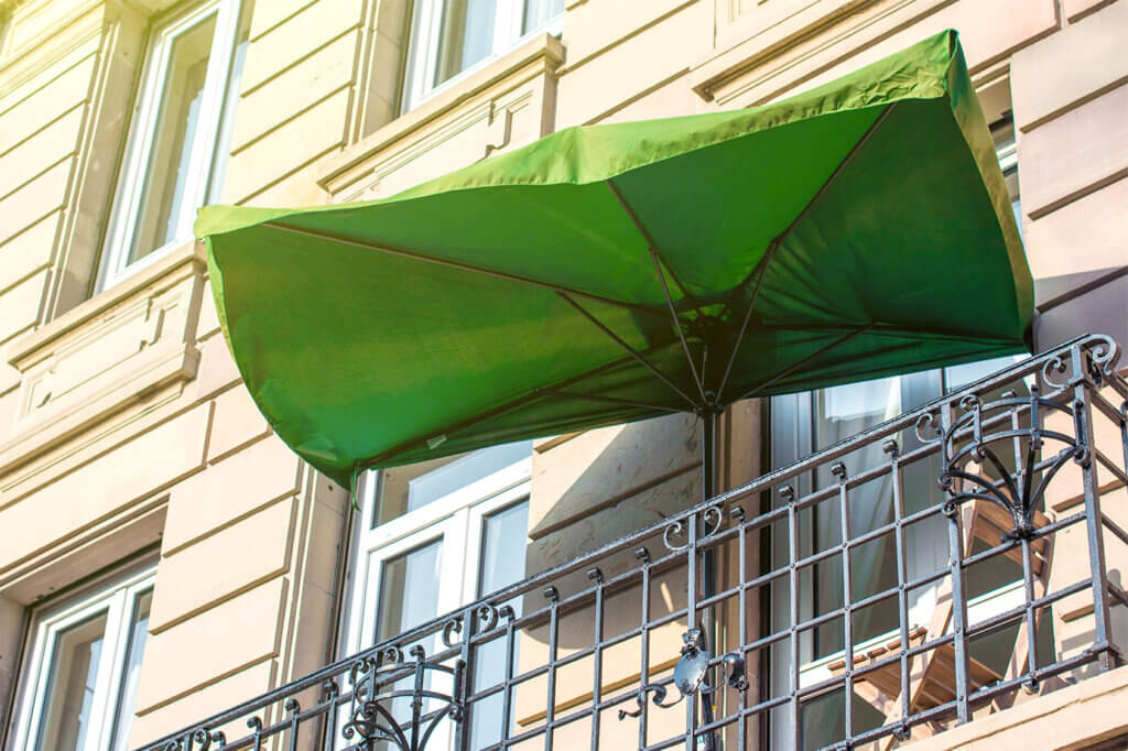 Half-umbrella on balcony