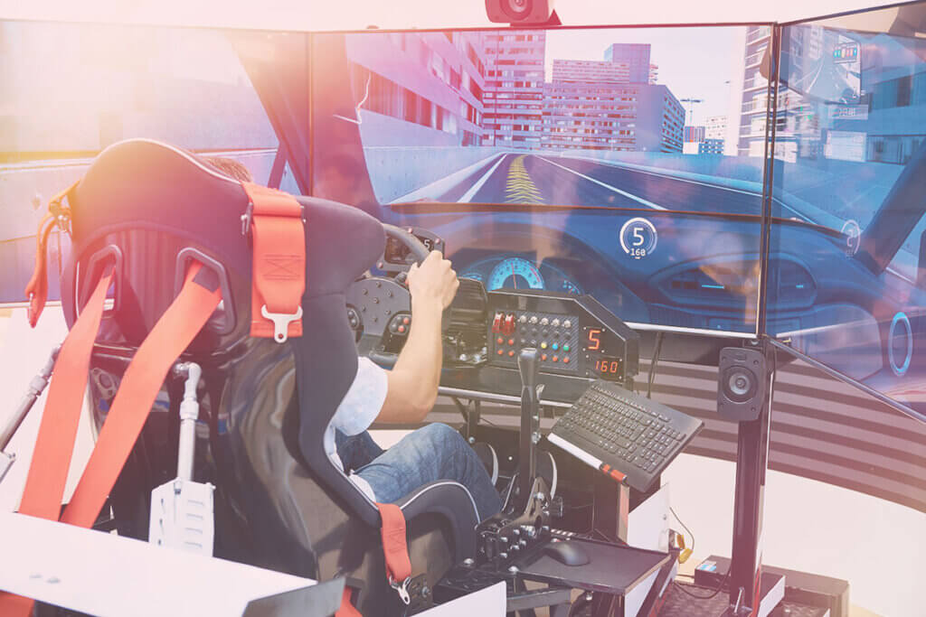 Man driving in the cockpit