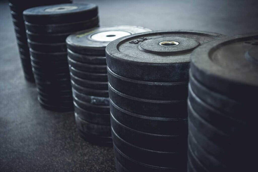 weights in stacks side by side