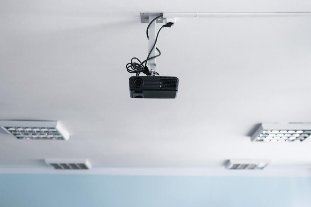 projector on room ceiling
