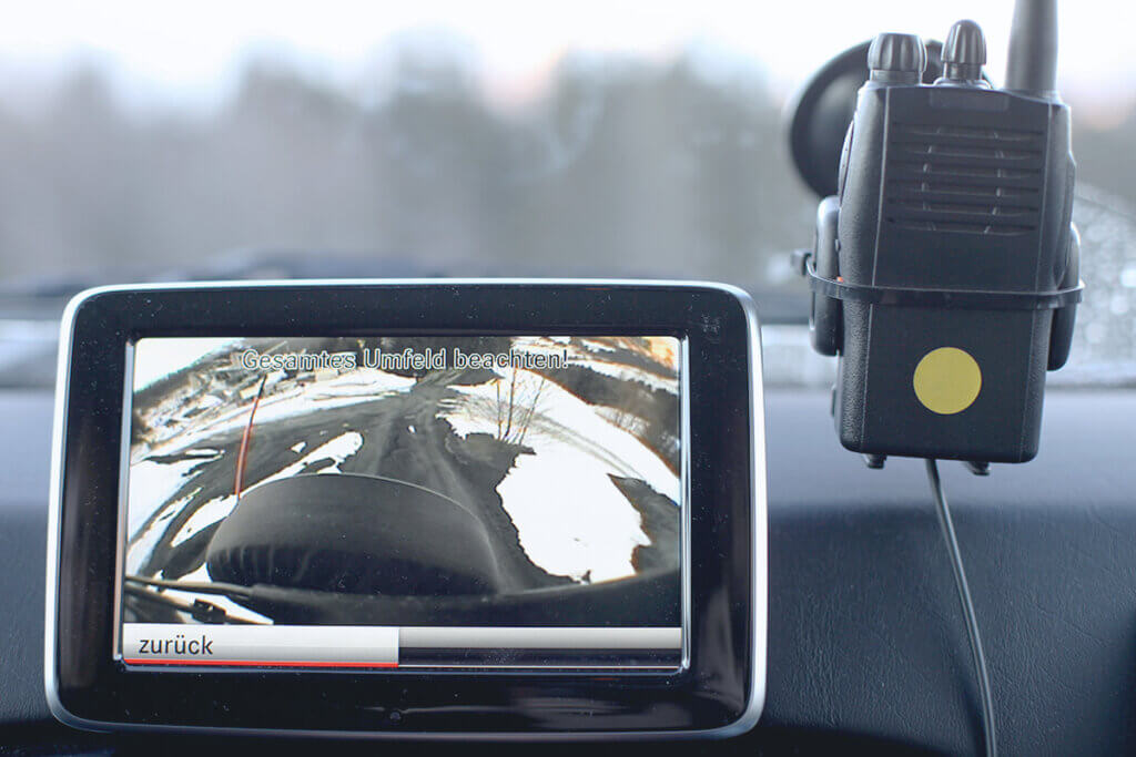 Rear view camera mounted on the windscreen