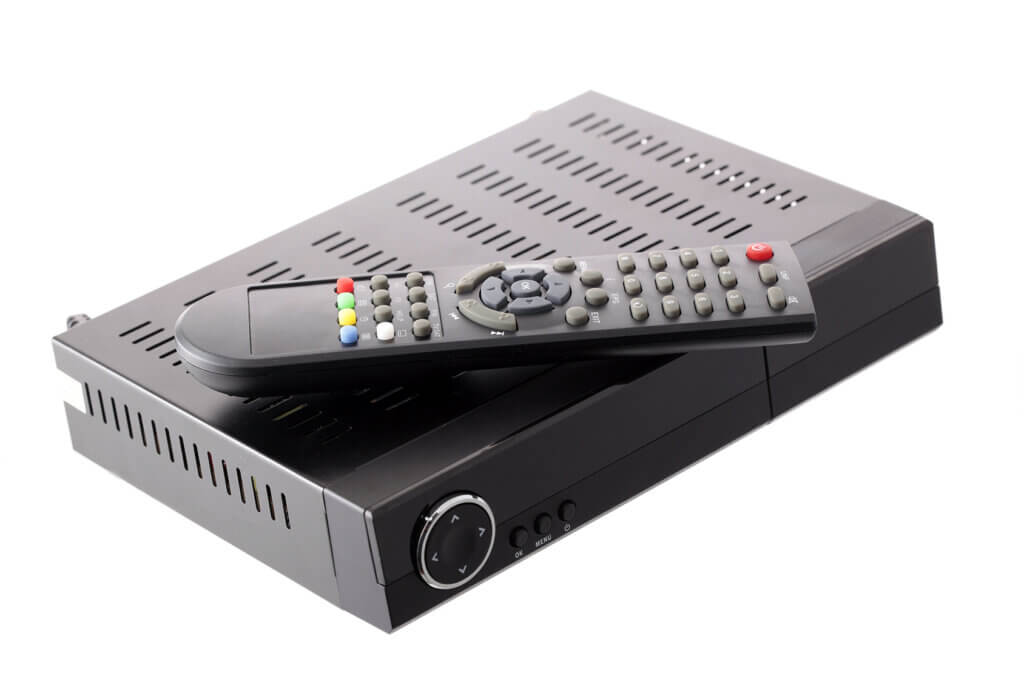 black satellite receiver with and remote control
