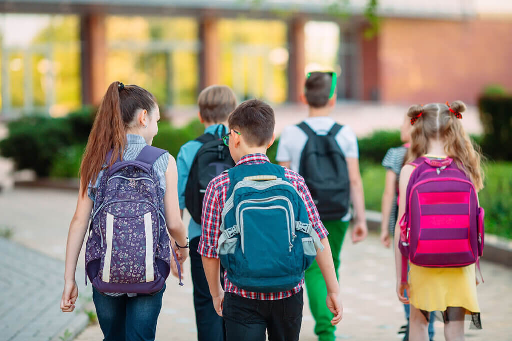 several children on the way to school