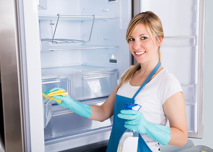 Regular cleaning of the refrigerator is important for hygienic food storage.
