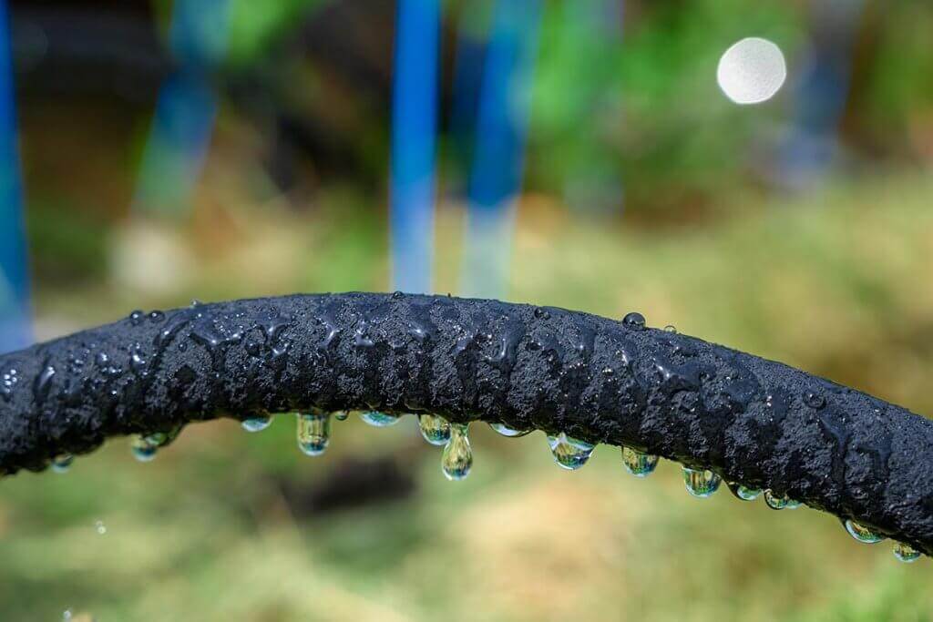 With a bead hose, water leaks out along the entire length.