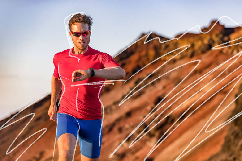 person running and watching on sport watch