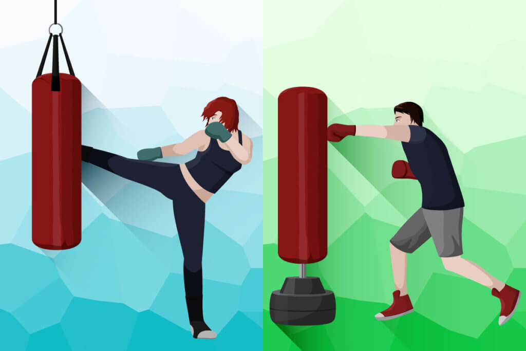 haning vs standing punching bag