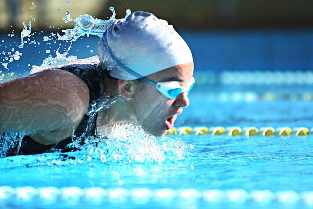 Swimmer with diving goggles