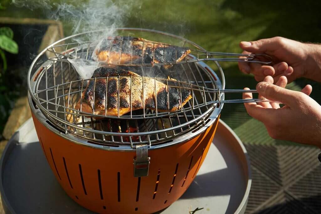 salmon being grilled