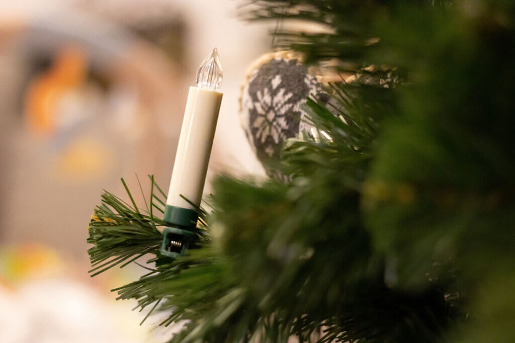 Candle in an artificial tree