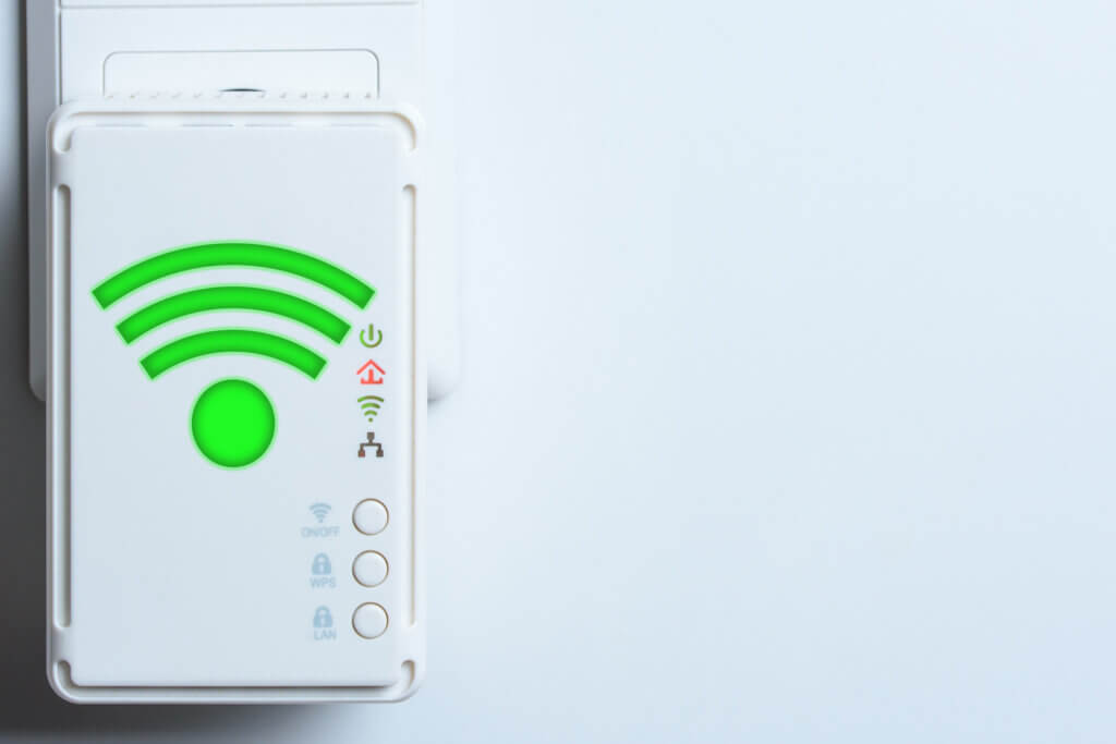 wifi repeater with green symbol