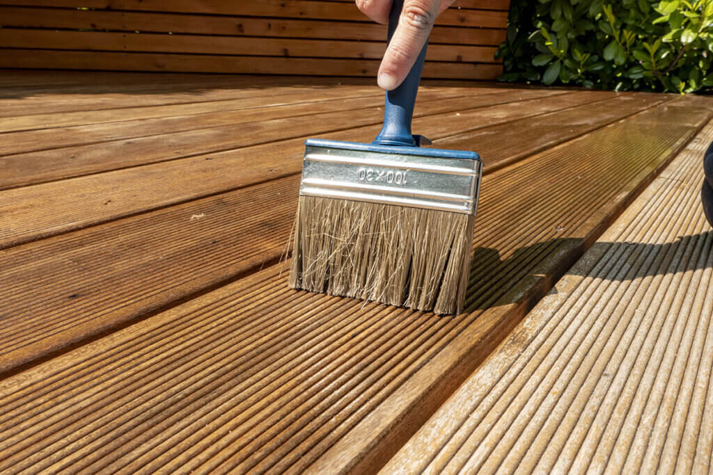 Wooden terrace is glazed